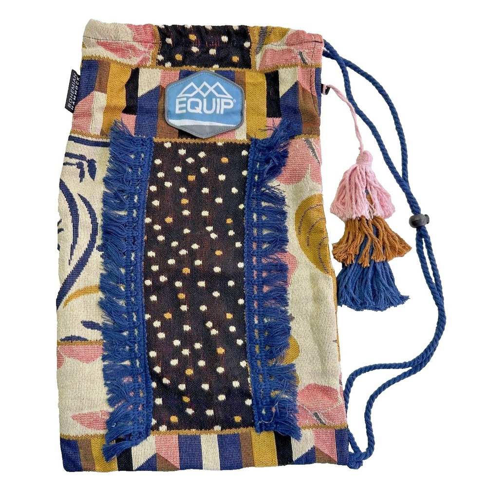 Equip Woven Jacquard Boho Blue Patchwork Tote Sling Yoga Bag No Hammock Only